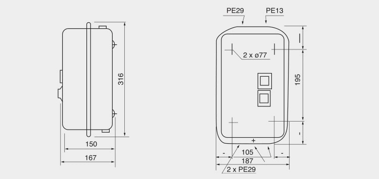 Le1-95 95A 3phase Square Button Magnetic Starter