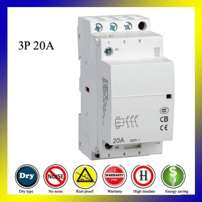 Contattore modulare da guida DIN 3p 20A 380V AC per il controllo di potenza di impianti geotermici